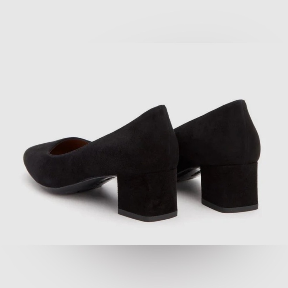 Aquatalia Pasha Black Suede Weatherproof Block Heel Pumps Size 12M - Picture 4 of 10